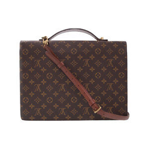 Louis Vuitton Document Leather Bandouliere Business Monogram Brown Bag Porte